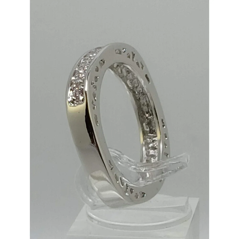 Unique Vintage White Gold GP Round Cut Sim Diamond CZ Stack Wedding Ring‎ Size 8
